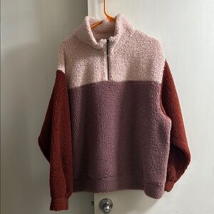 Universal Thread Pink and Red Colorblock Fleece Hoodie